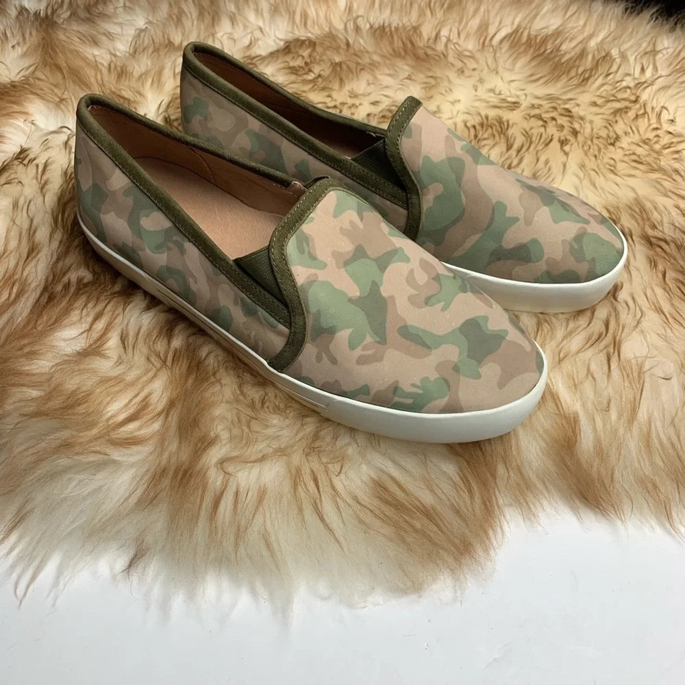 Joie Huxley Camo Camouflage Slip On Sneakers Flats Green Tan Size 40
